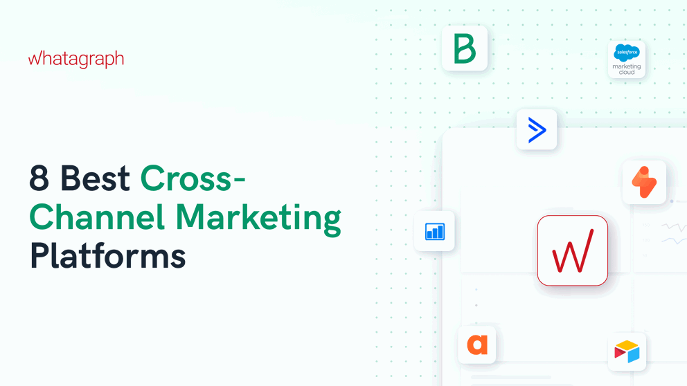 Best Cross Channel Marketing Platforms - Marketing platforms on light blue background.