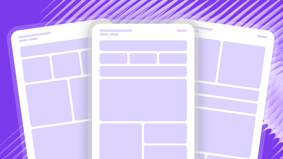 Client Reporting Tools - Three phone screen templates on purple background