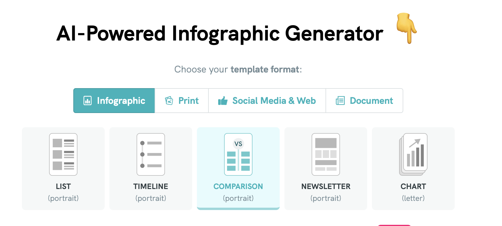 AI Reporting Tools - Infographic generator template selection screen