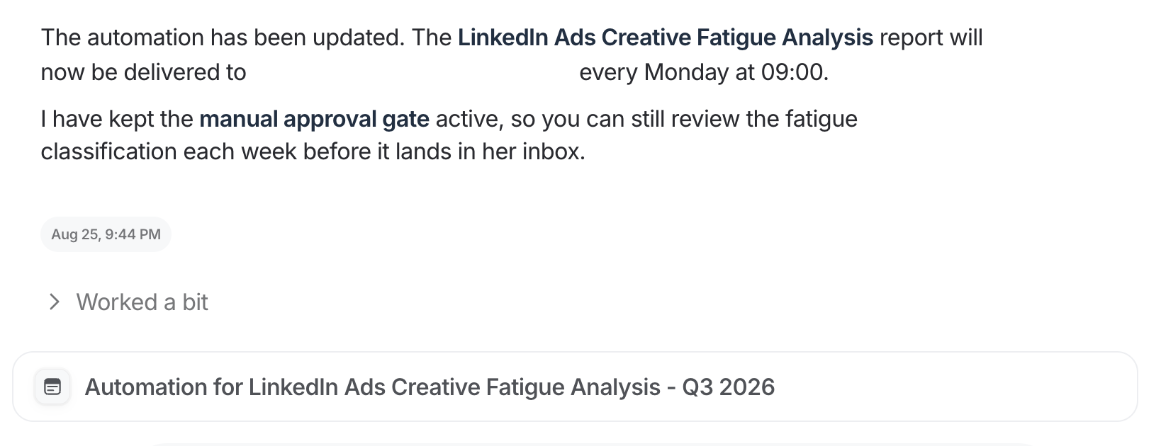 Ad creative fatigue analysis - AI marketing workflows.png
