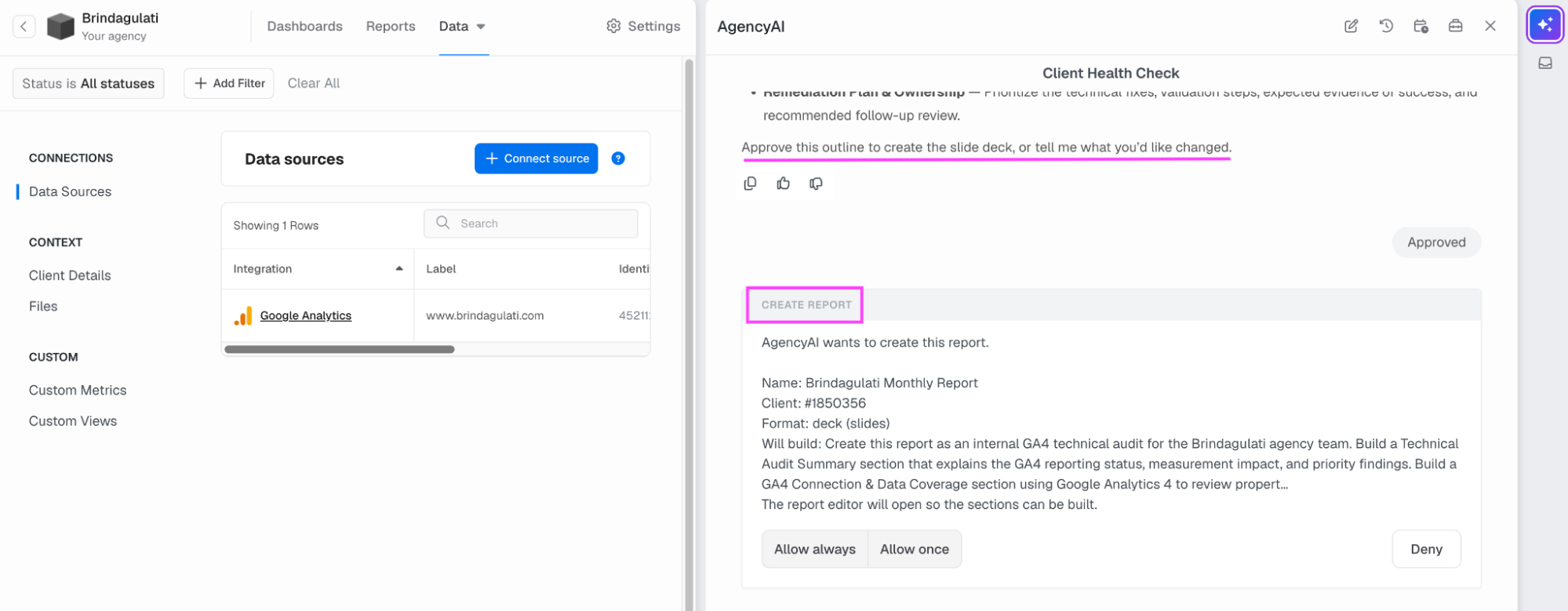 AgencyAI permission request feature