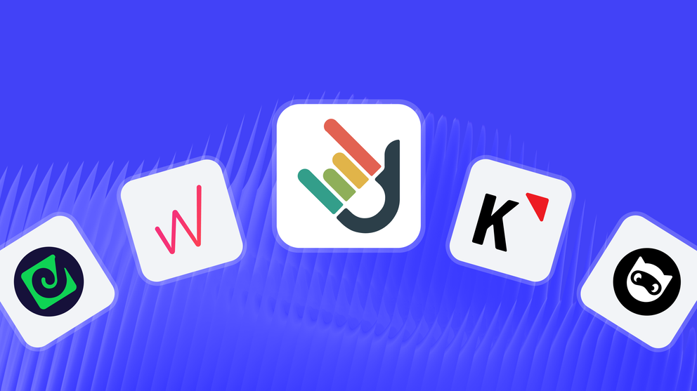 Alternatives - Five app icons on a blue background with a wavy design