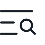 Analyze - Icon showing horizontal lines and a magnifying glass.
