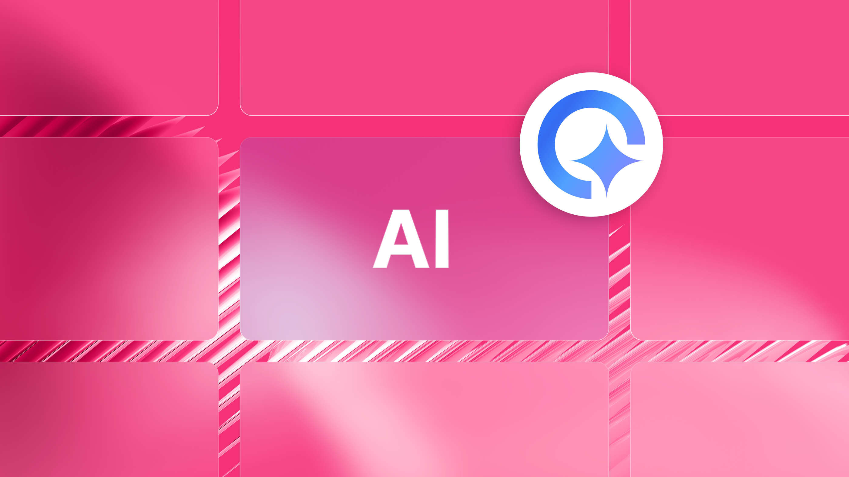 Best AI Reporting Otols - An image with "AI" on a pink rectangle, next to a blue logo on a white circle.