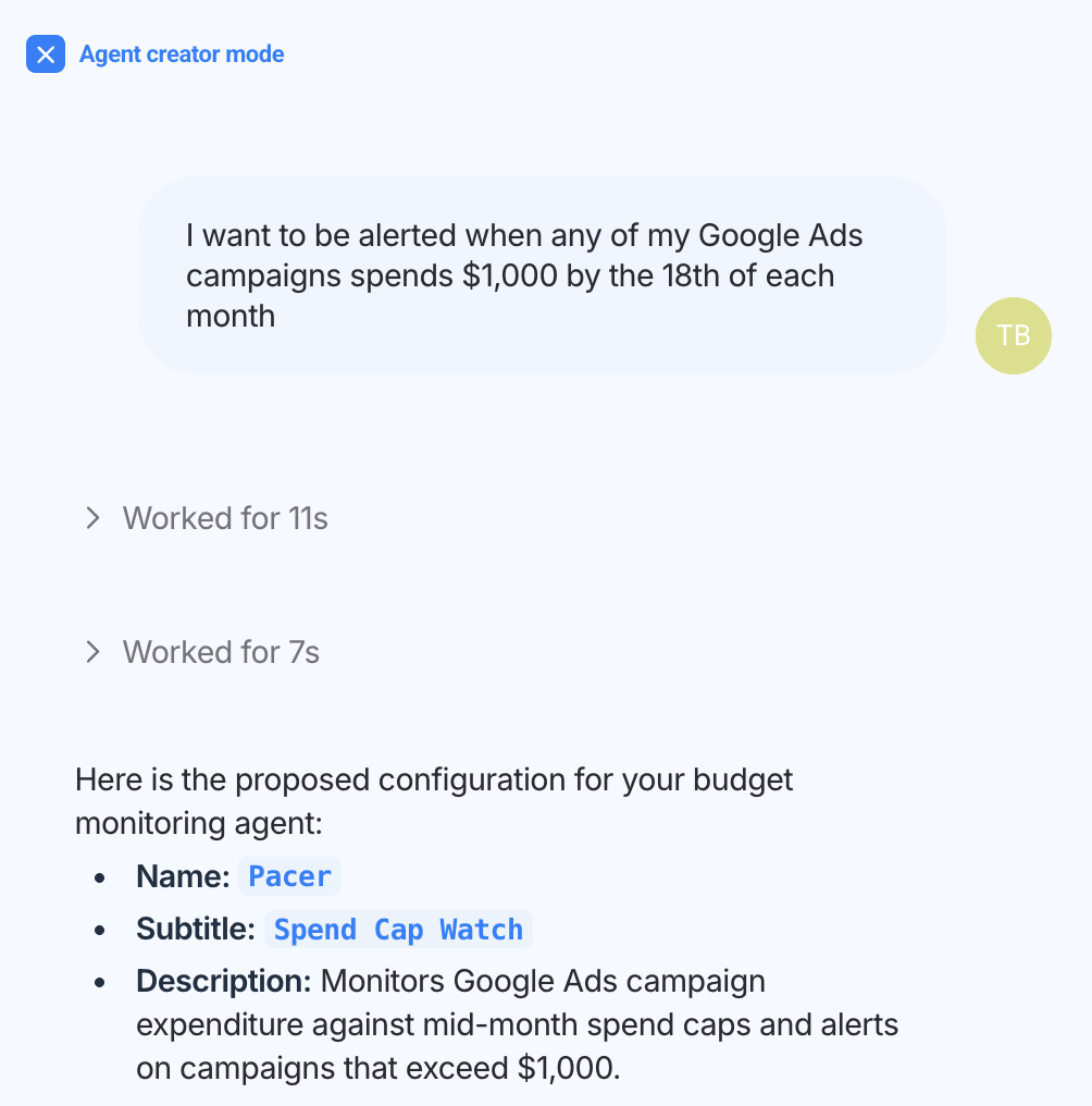 Budget pacing agent - AI marketing workflows.png