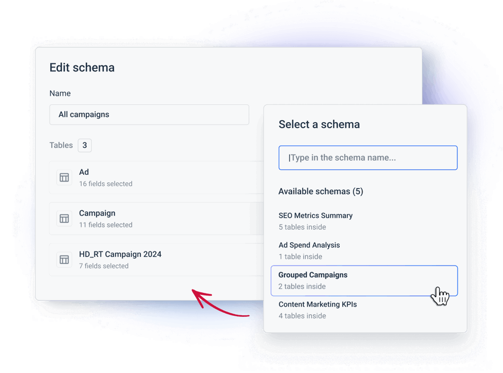 Transfer Marketing Data to Google BigQuery - Choose any schema, including transformed (blended) data