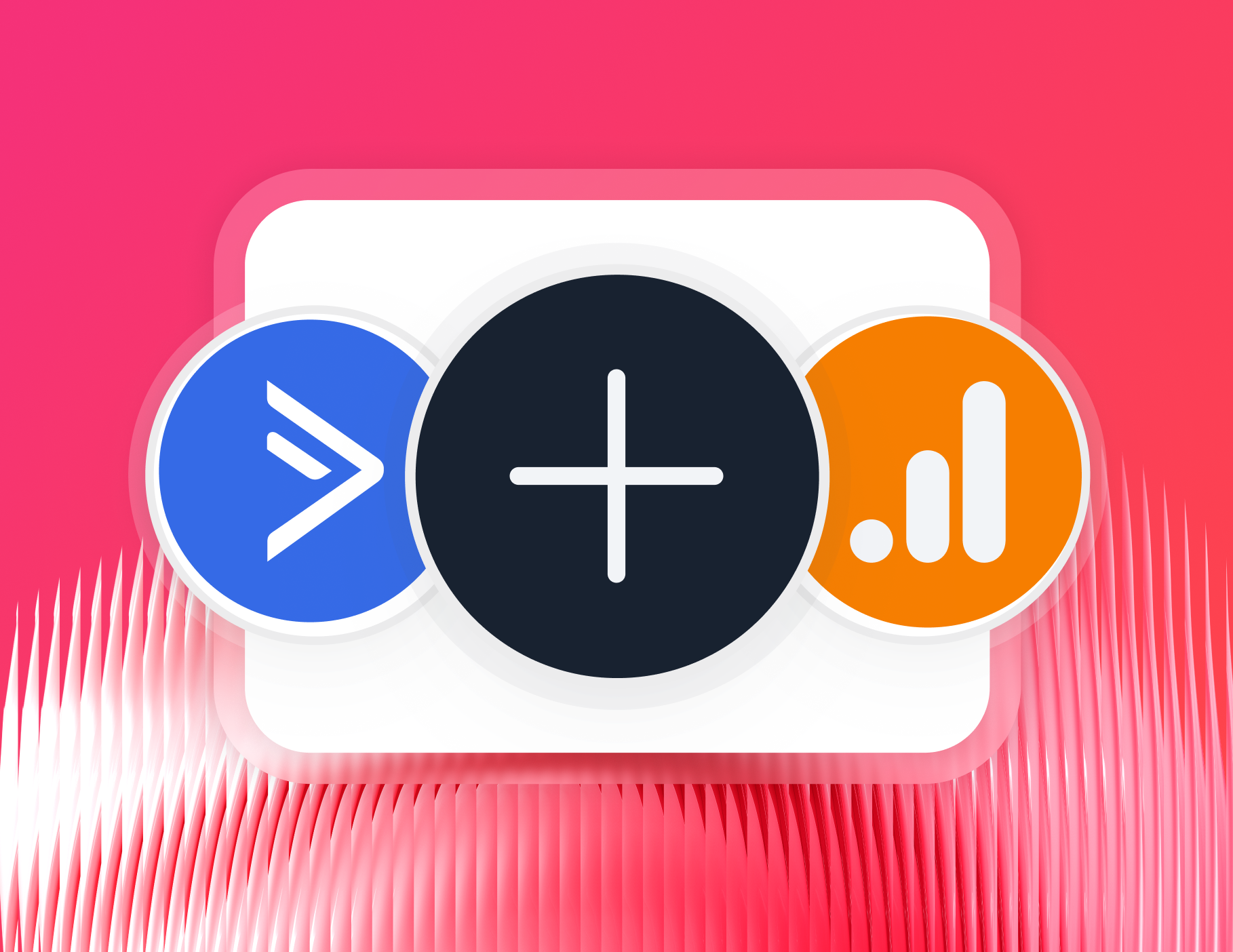 Connect - A graphic showcasing three icons: blue, black and orange, layered over white rounded square.