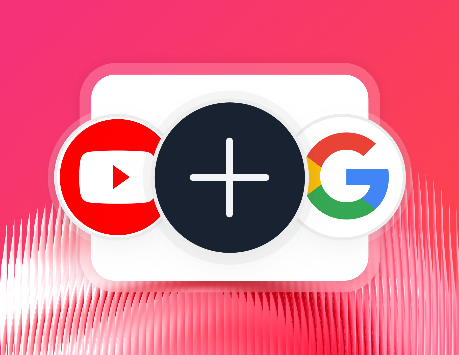 Connect YouTube - YouTube, plus, and Google logos on a white rounded square on a red background.