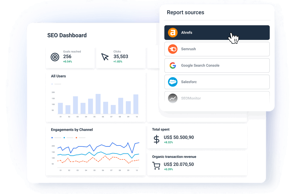 Connect data from all your SEO tools in one place - SEO dashboard template