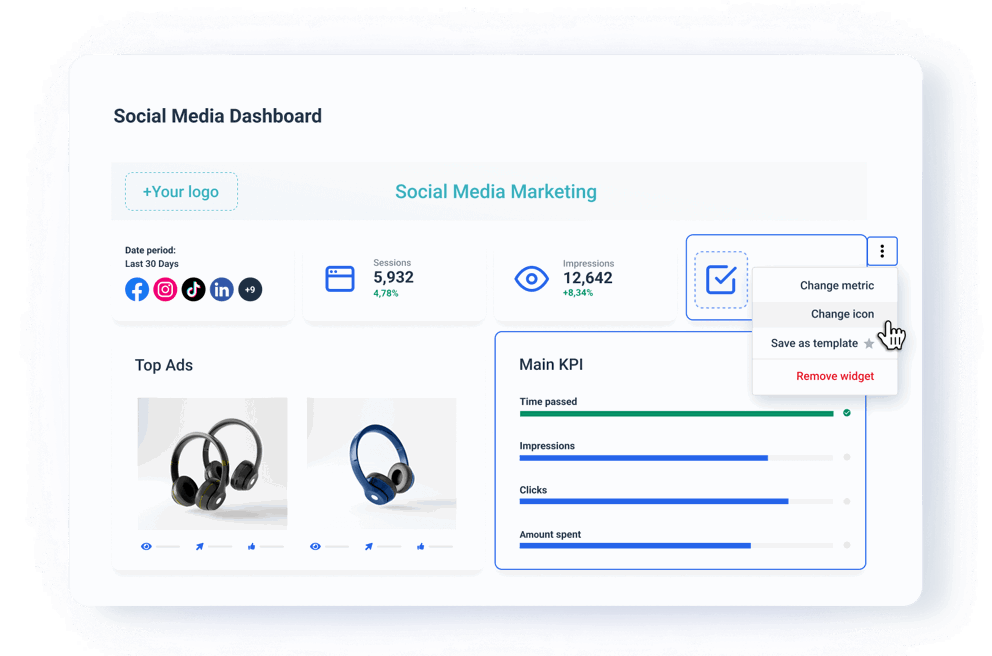 White Label Social Media Dashboard - Build a custom social media marketing dashboard in seconds