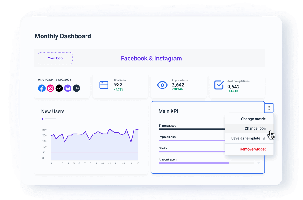 Custom dashboard design in Whatagraph