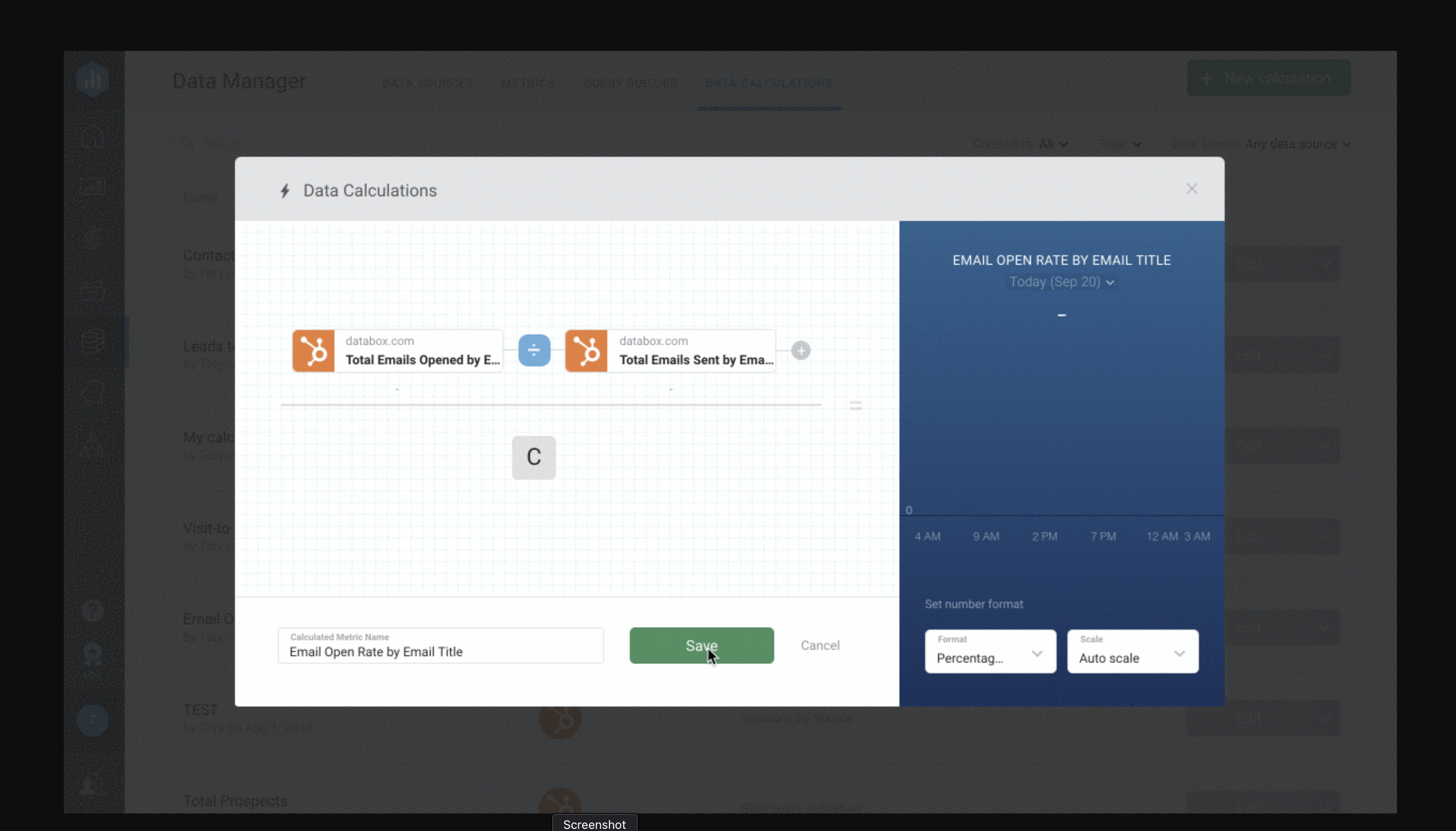 A screenshot of how data blending works on Databox - Whatagraph