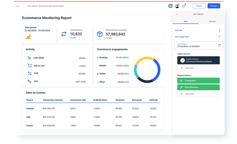 Ecommerce monitoring report