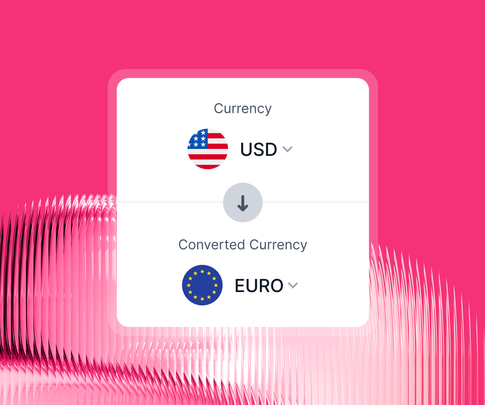 Frame - Currency converter showing USD to EURO.