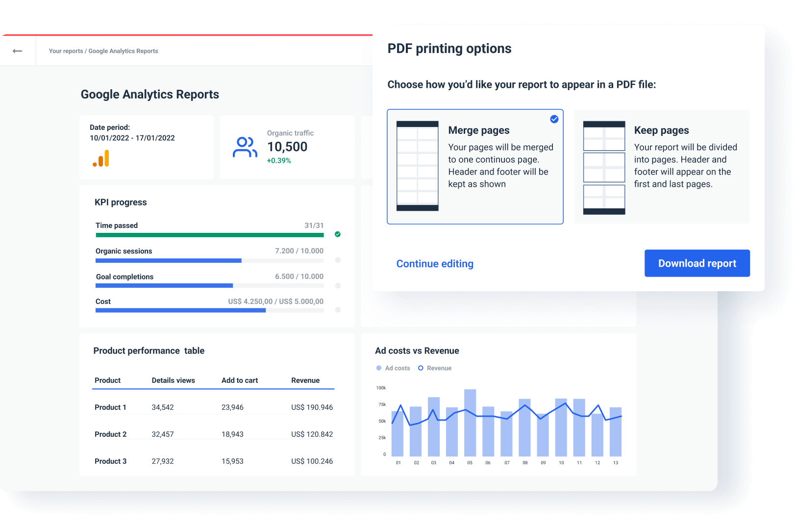 Google Analytics PDF Report for Agencies | Whatagraph
