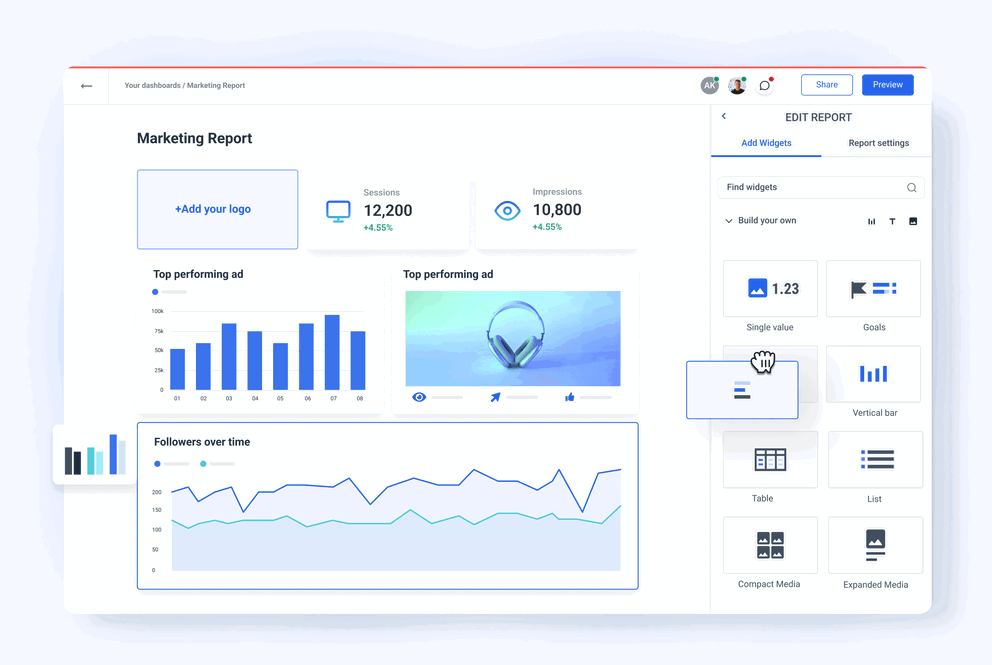 White-label Reporting tool for Marketers