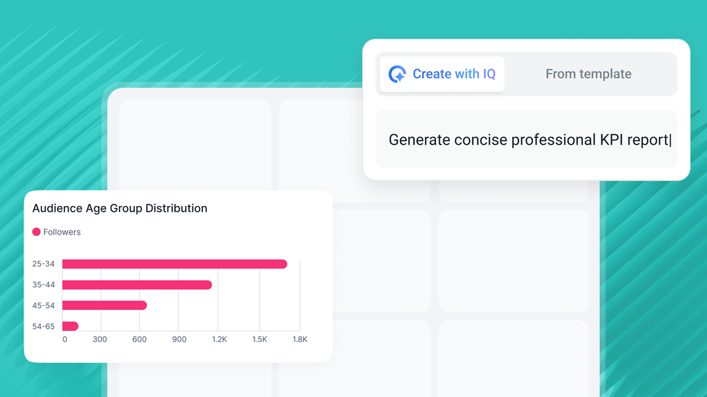 How To Create A KPI Report - Chart of audience age distribution with button "Create with IQ".