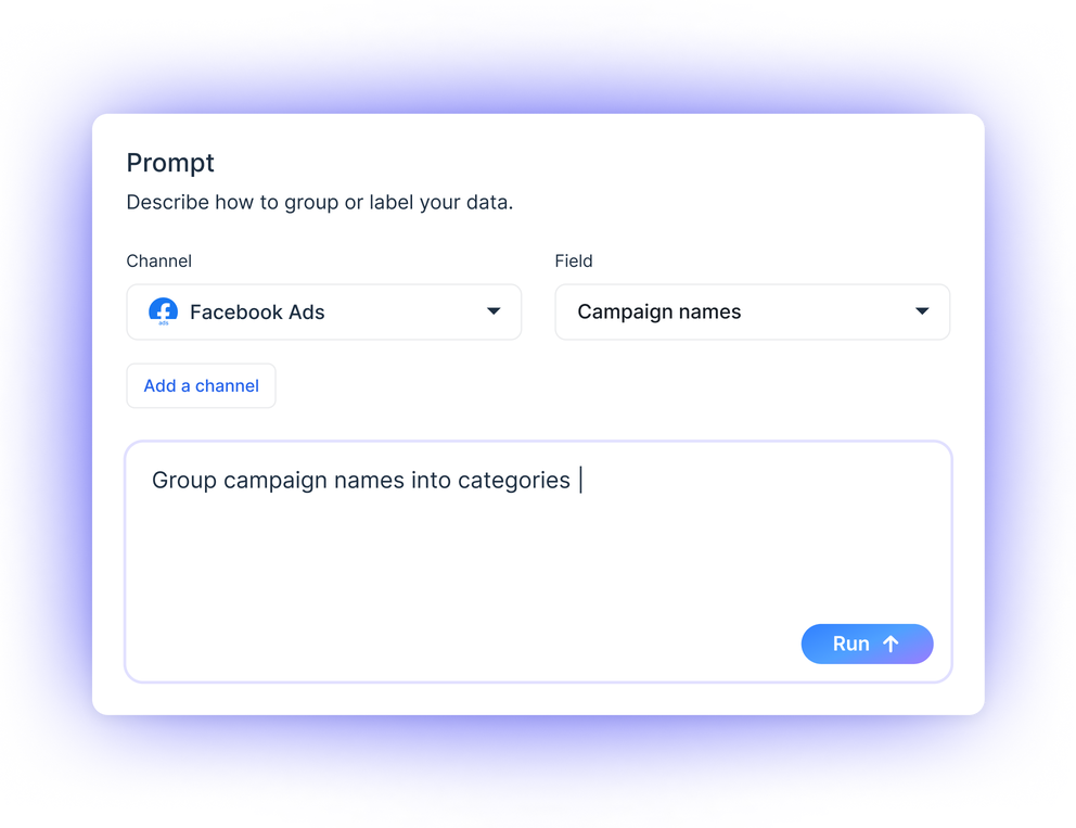 IQ Dimensions - A form with "Facebook Ads" and "Campaign names" selected.