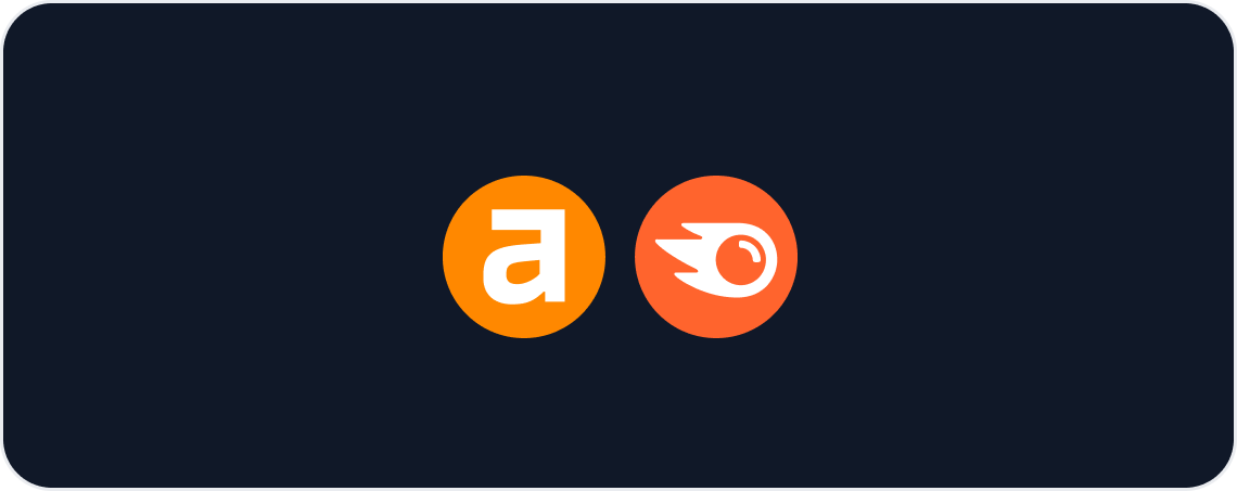 Keyword Ranking Report Template - Two orange circles with white logos, dark blue background.