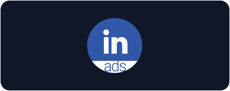 LinkedIn Ads Report Template - The blue circular logo with white in and ads text.