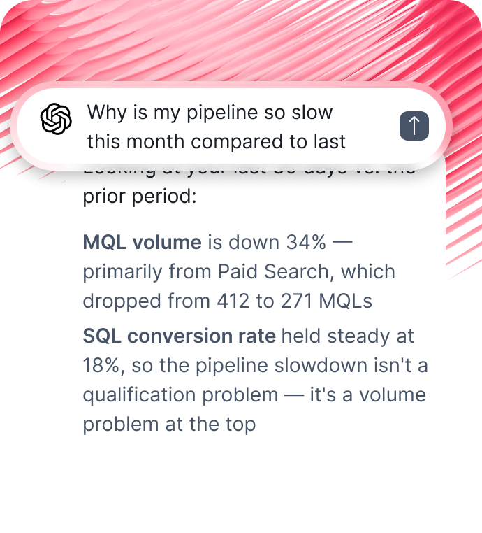 MCP Qyerry Mob - Text box with AI response on pipeline slowdown.