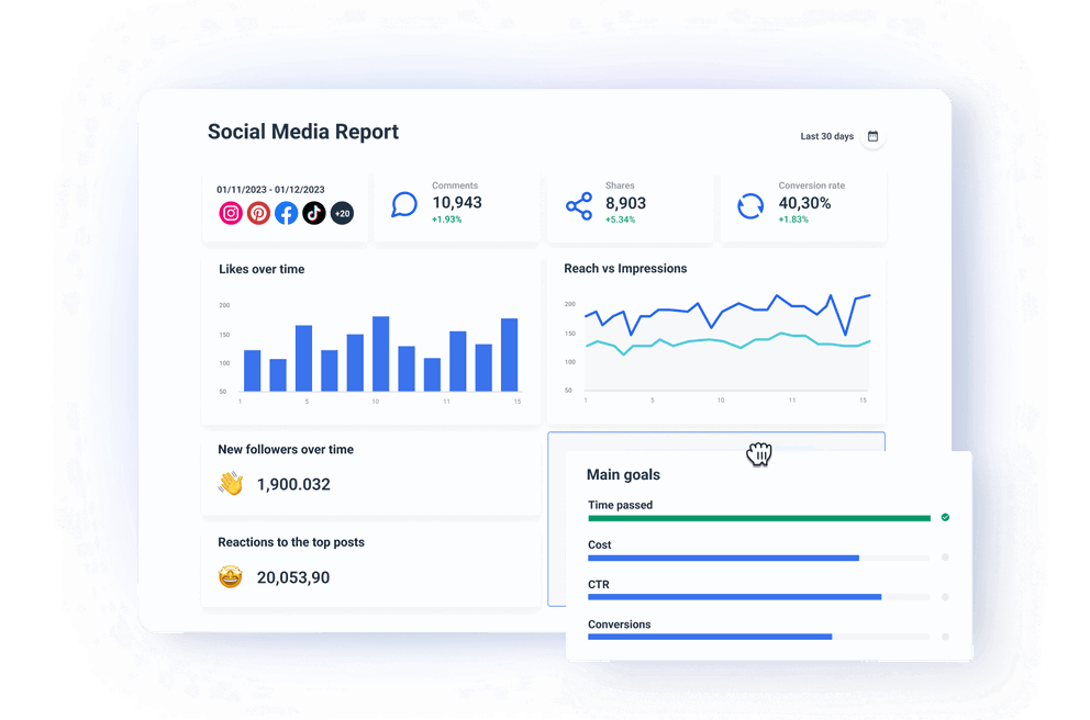 Manage social media goals