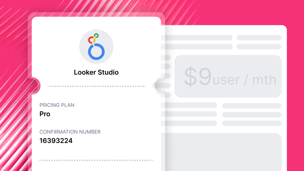 Looker Studio pricing - Looker Studio logo and pricing plan details.