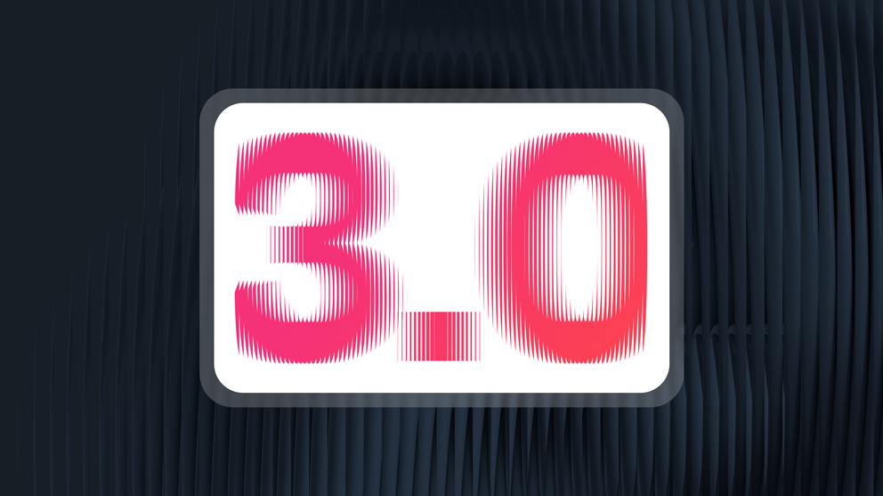 Meet Whatagraph 3 0 - "3.0" in pink and white with a modern, lined texture against a dark blue background.