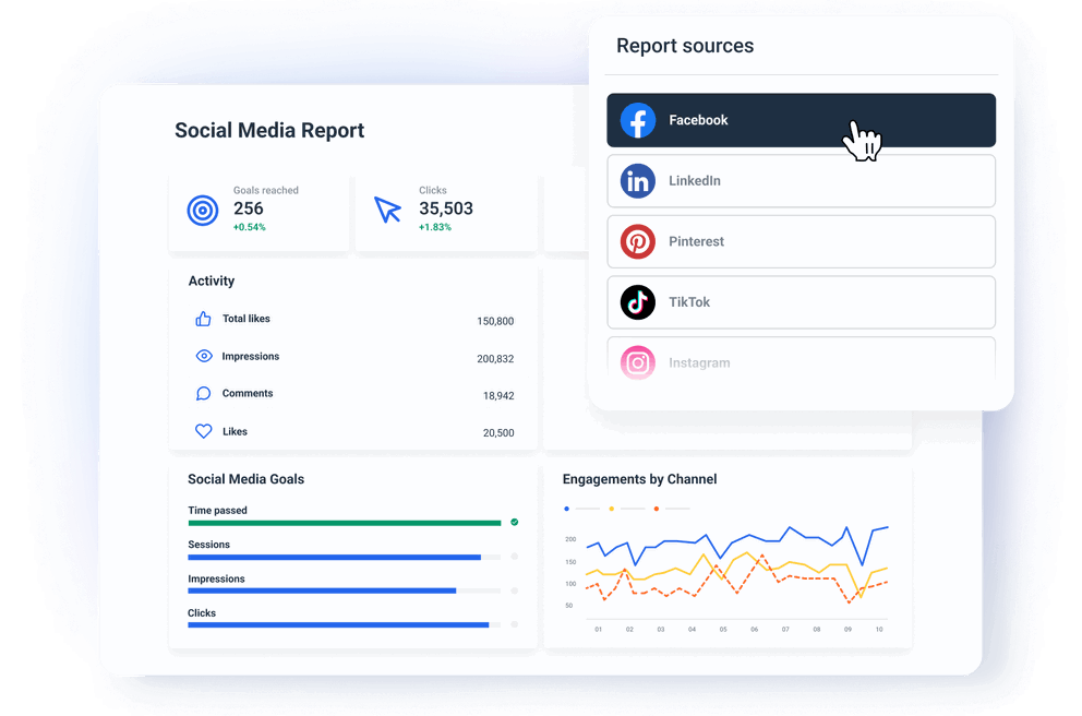 Social Media Report Template - Monitor all your clients’ social media channels in one place