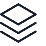 Organize - Stacked diamonds icon with three layers.