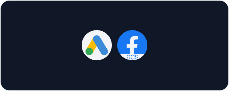 Paid Ads Report Template - Google Ads and Facebook Ads logos on a dark background.