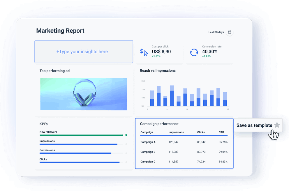 Save anything as a template - Marketing Reporting Software