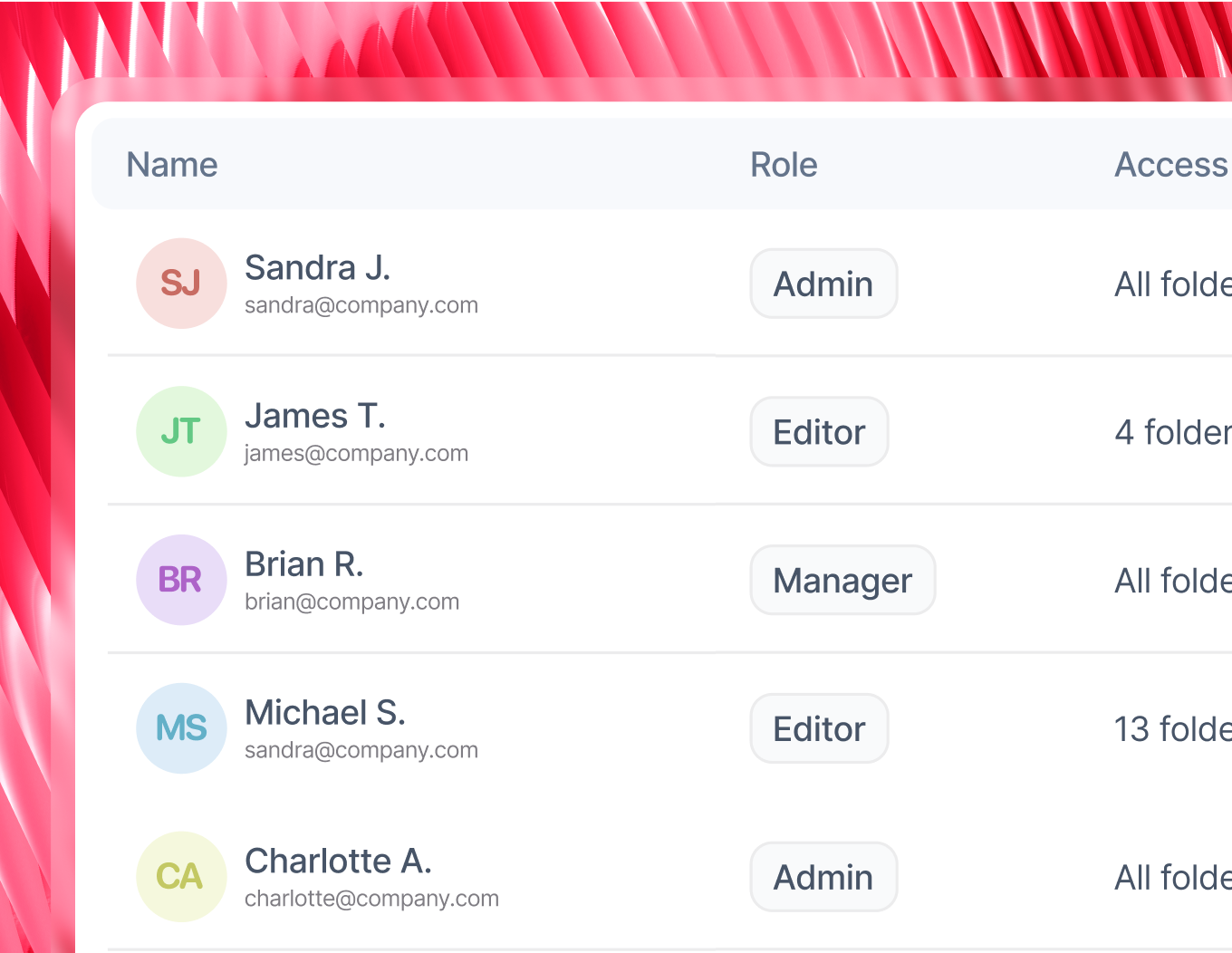 Role-based settings interface.