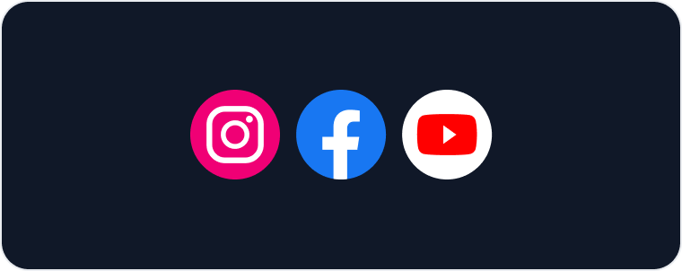 Social Media Reporting Template - A blue background with rounded corners showing pink Instagram, blue Facebook, and red YouTube icons.