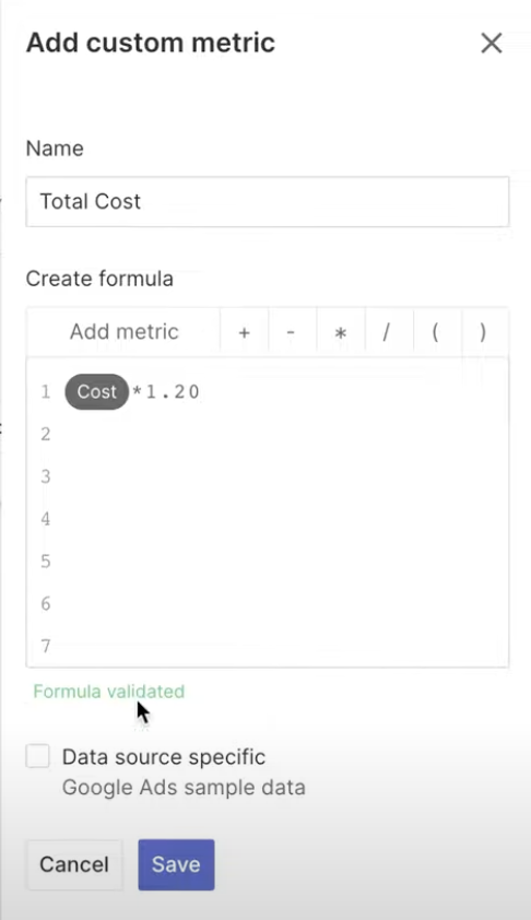 Swydo custom metrics - Whatagraph