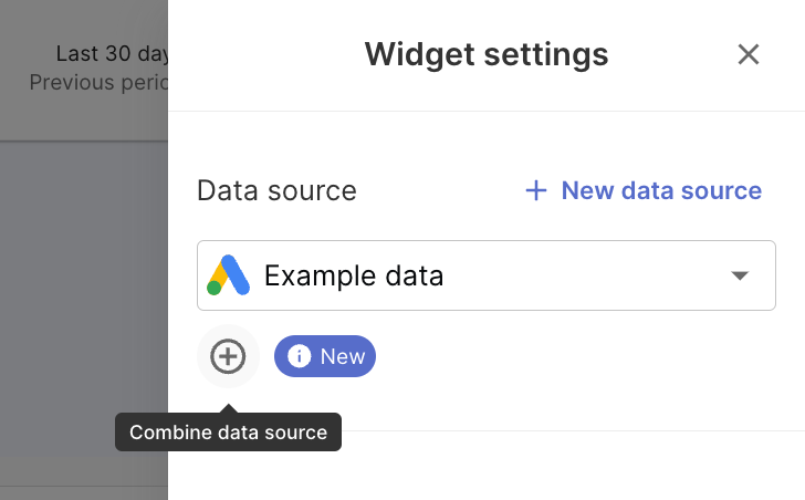 Swydo data blending - A dialog box titled 