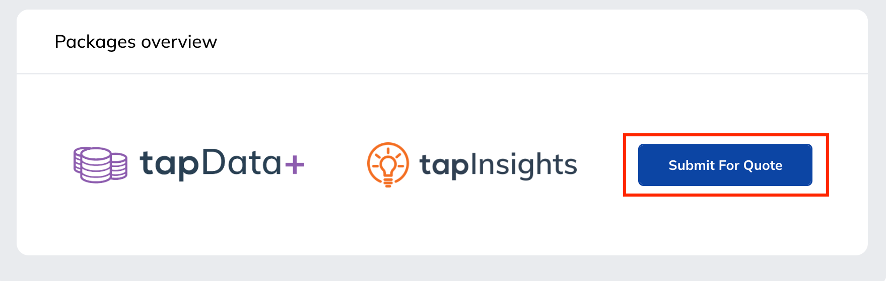 TapClicks Packages Overview - Two package logos and a 