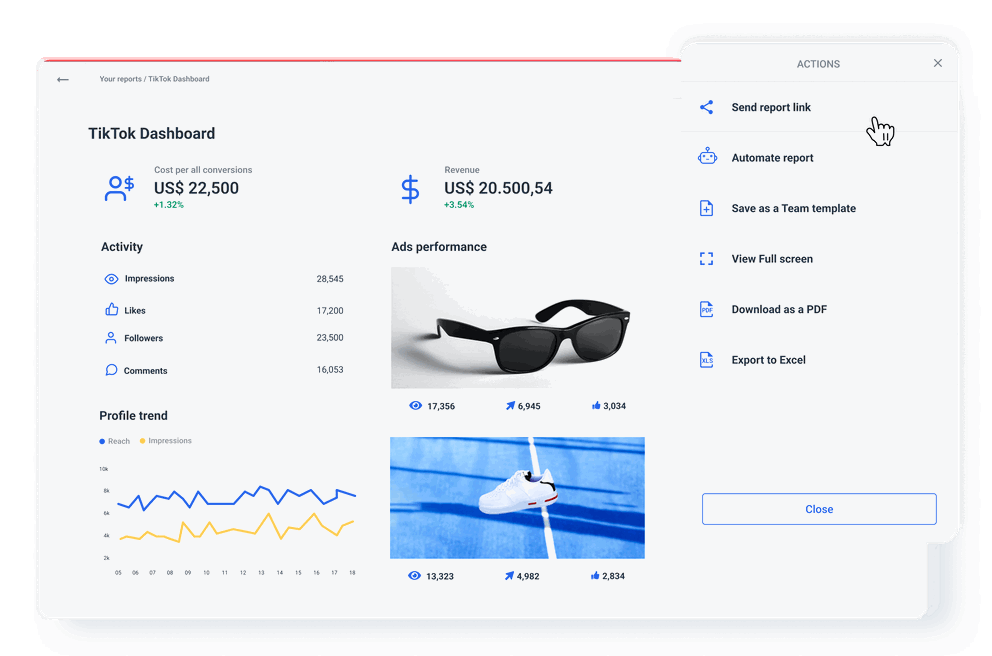 TikTok dashboard live link