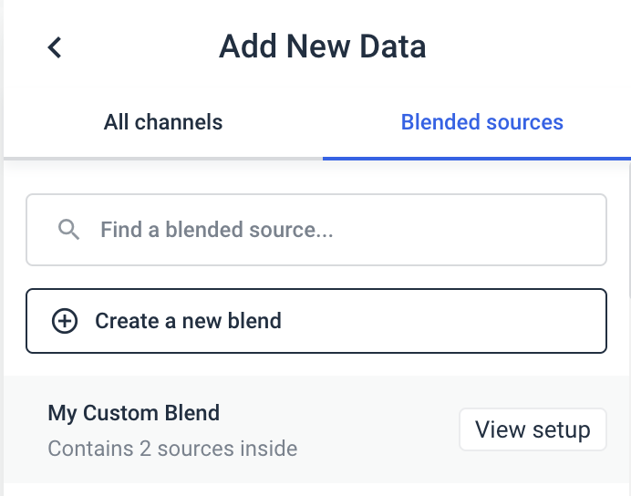 Whatagraph Data Blending Feature - Screenshot of a data blending settings interface.