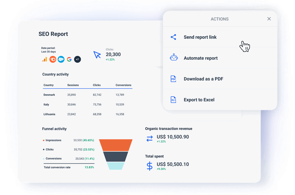 White Label Seo Report - SEO report with data visualization and sharing options.