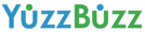 Yuzzbuzz Logo - Wordmark in blue and green, dot replacing the 'i' in each word.