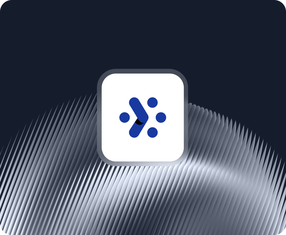 Adverity - A square icon with a blue arrow pointing right surrounded by dots.