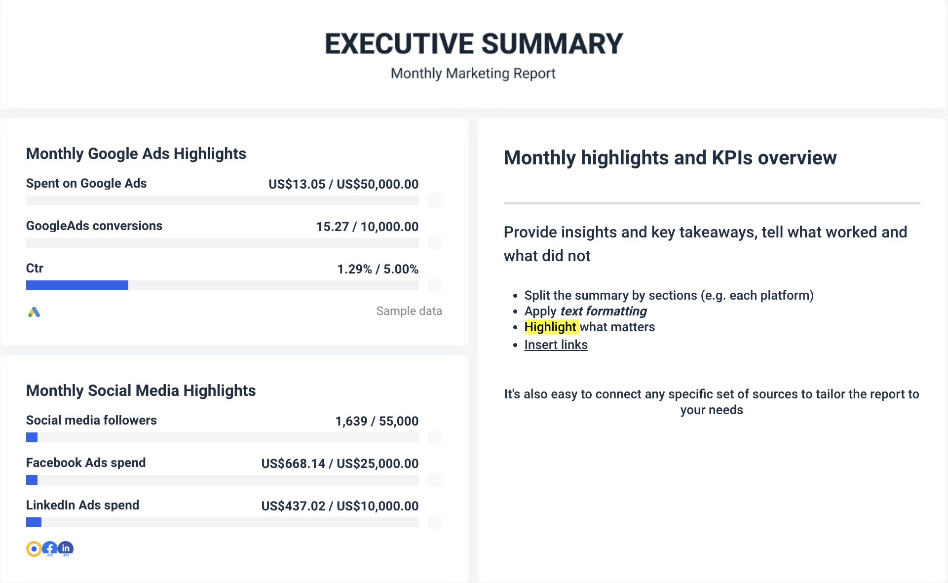 Executive summary - agency reporting