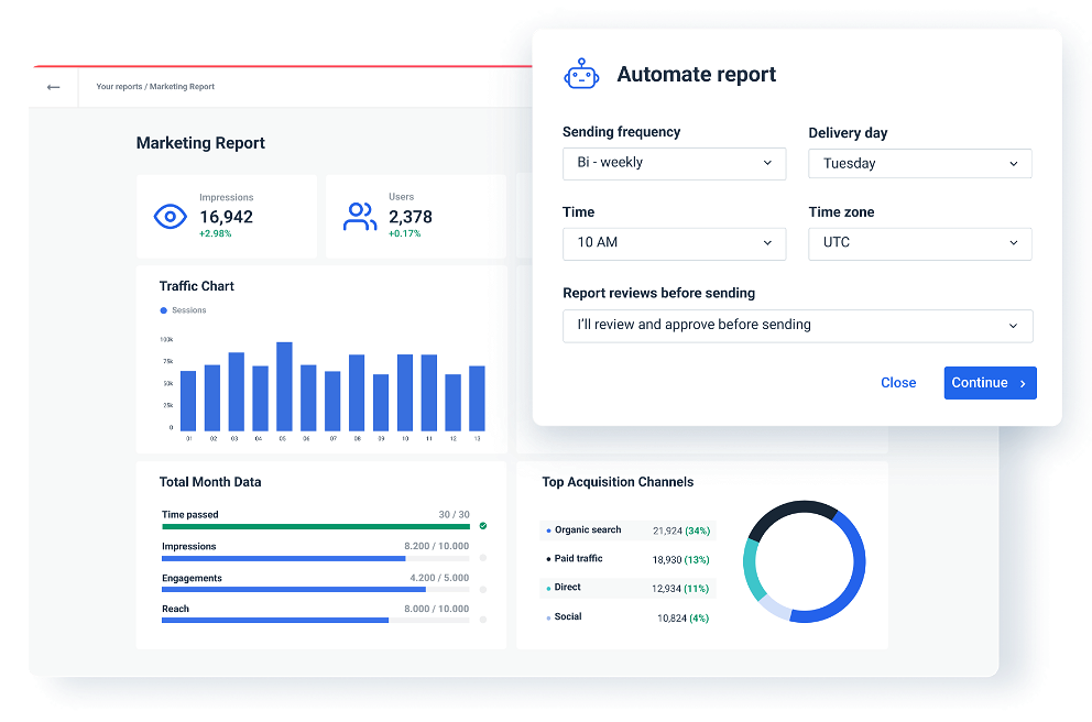 Automate sending of a marketing report in Whatagraph