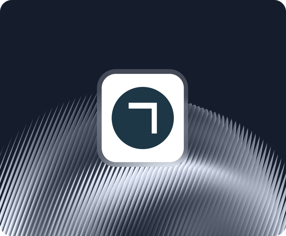 Cyfe - Rounded square logo with white border and navy arrow icon