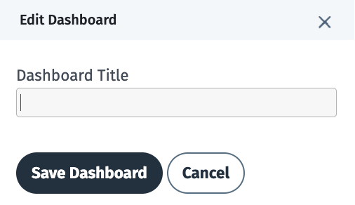 Cyfe Edit Dashboard Tab - Edit dashboard form with title field and save/cancel buttons.