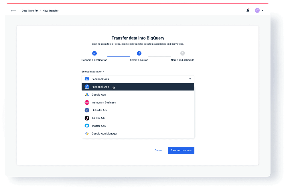 Move all the data to BigQuery with Whatagraph