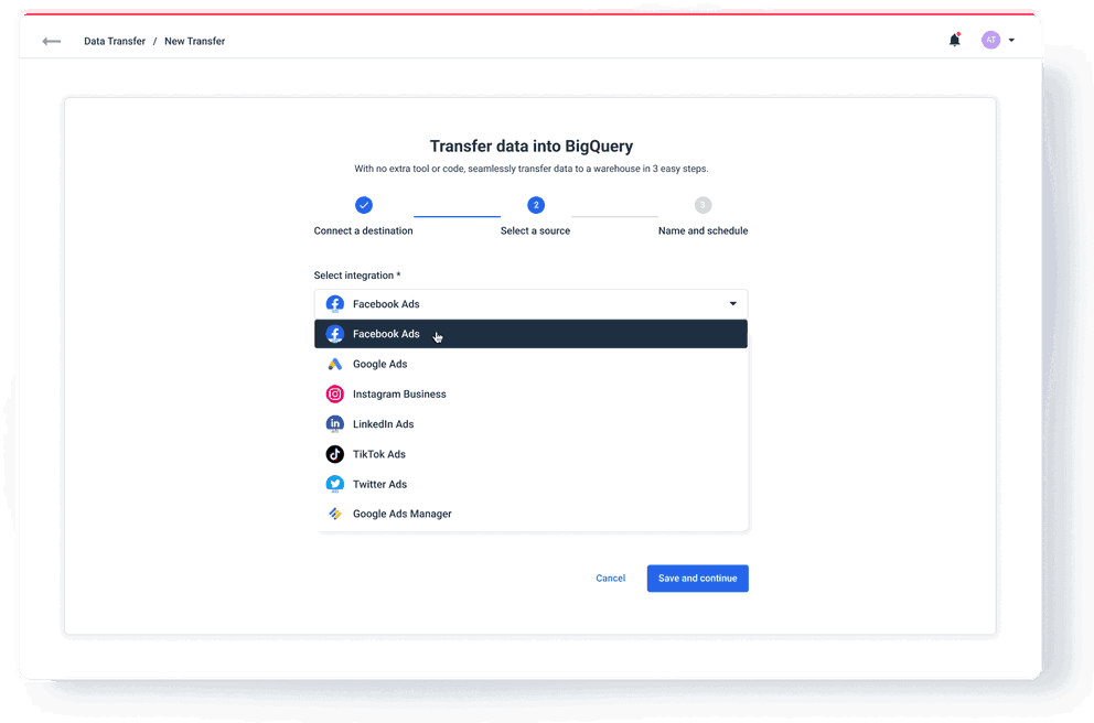 Move all the data to BigQuery with Whatagraph