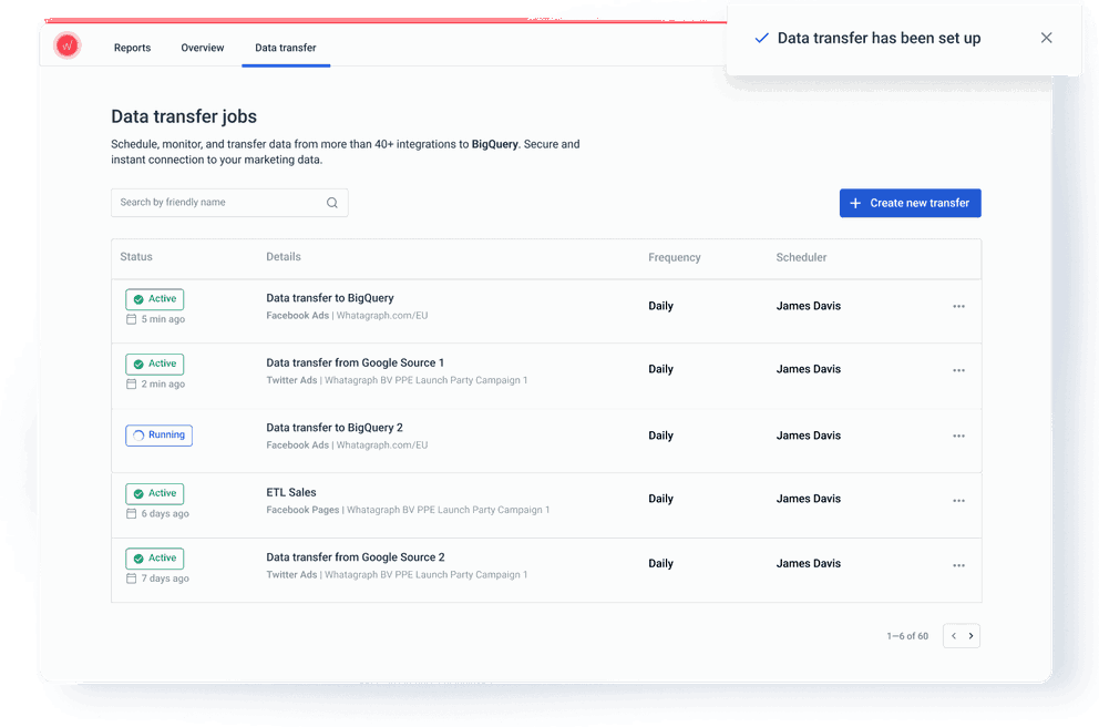 Overview of running data flows from source to BigQuery