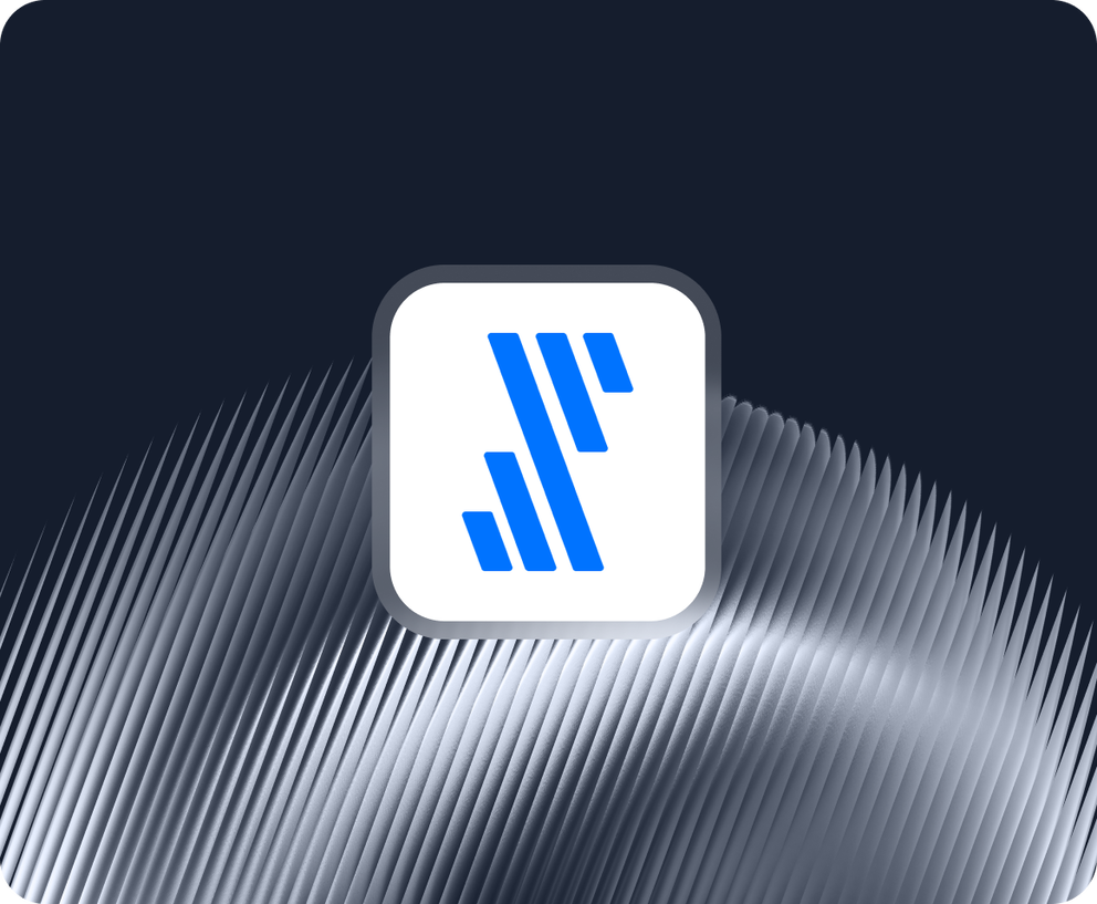 Fivetran - Logo with blue lines in a rounded white square.
